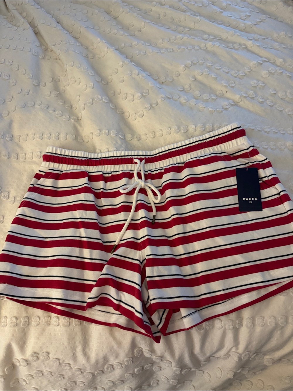 Parke x Target - Women's Red & White Striped Drawstring Athletic Shorts